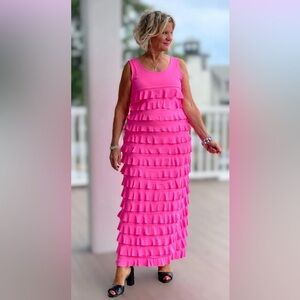 Lulu Hot Pink Cha Cha Layered Maxi Dress Size 1X